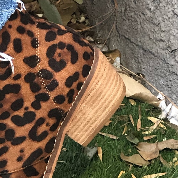 Faux Suede Leopard Print Ankle Boots - Picture 5 of 5